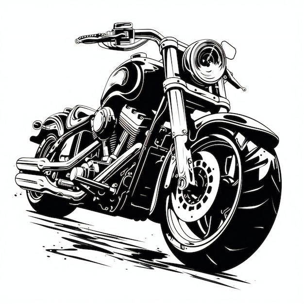 Photo motor cycle black white illustration