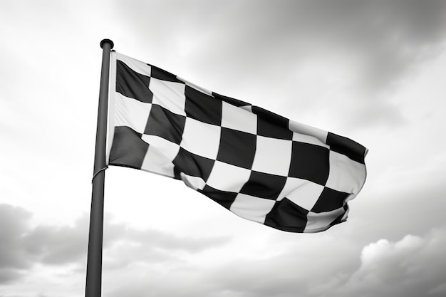 Фото Автогонки черно-белый клетчатый флаг размахивает