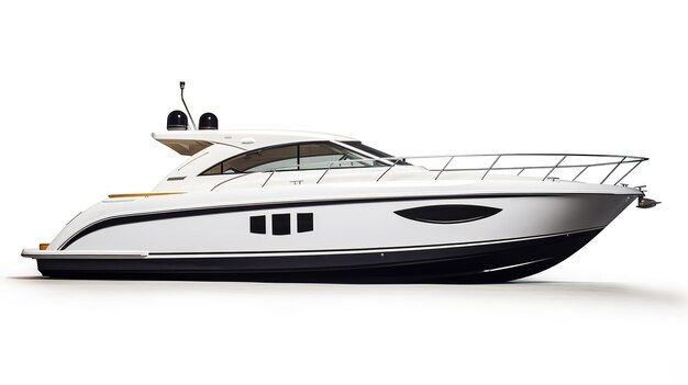 A motor yacht isolated on a white background