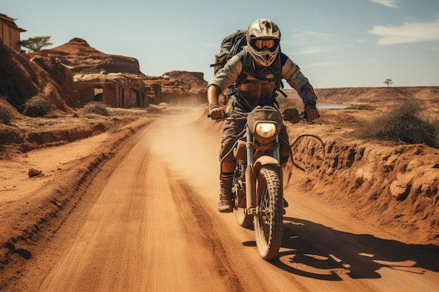 motorbike race in the desert dakar motorbike