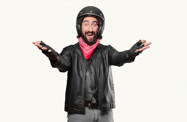 Motorbike rider surprised