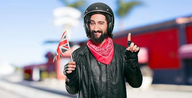 Motorbike rider with england flag