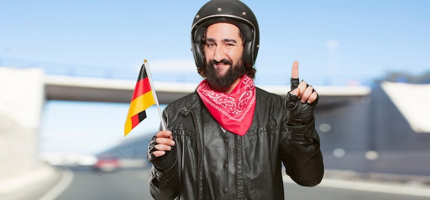 Motorbike rider with germany flag