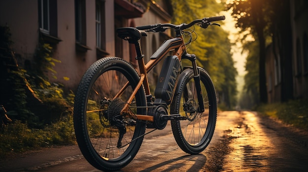 Motorbike in the street of the city of barcelonagenerative ai