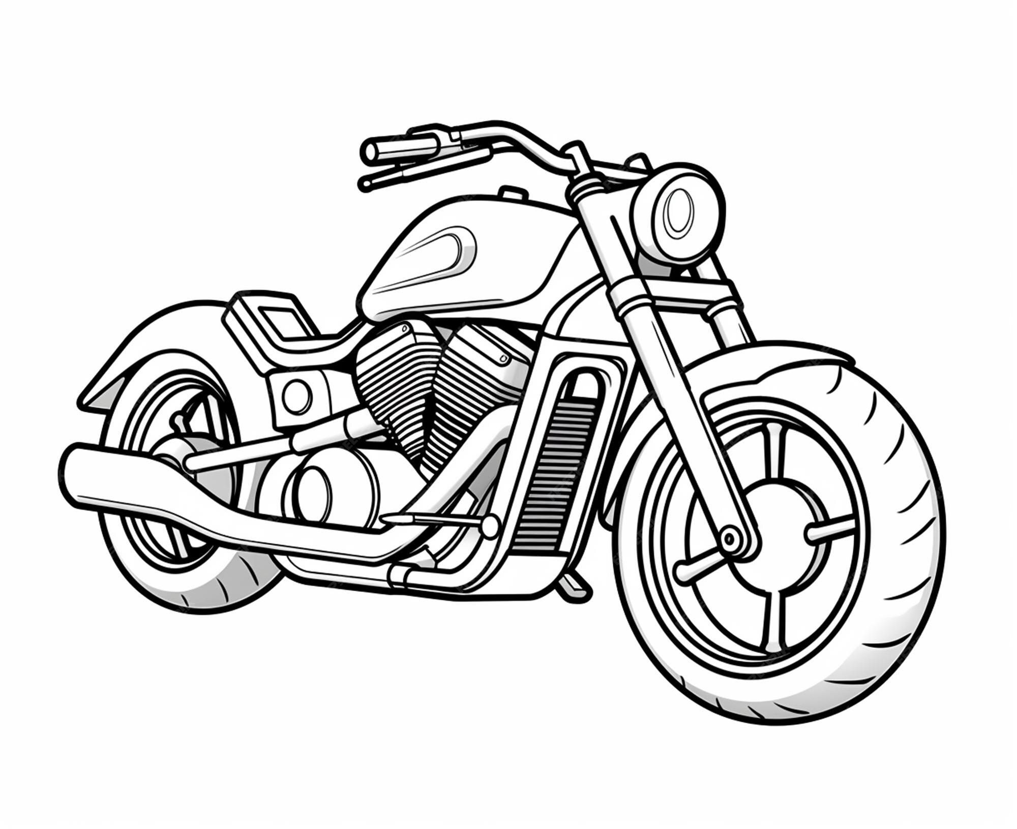 Premium Photo Motorcycle coloring page for kids transportation