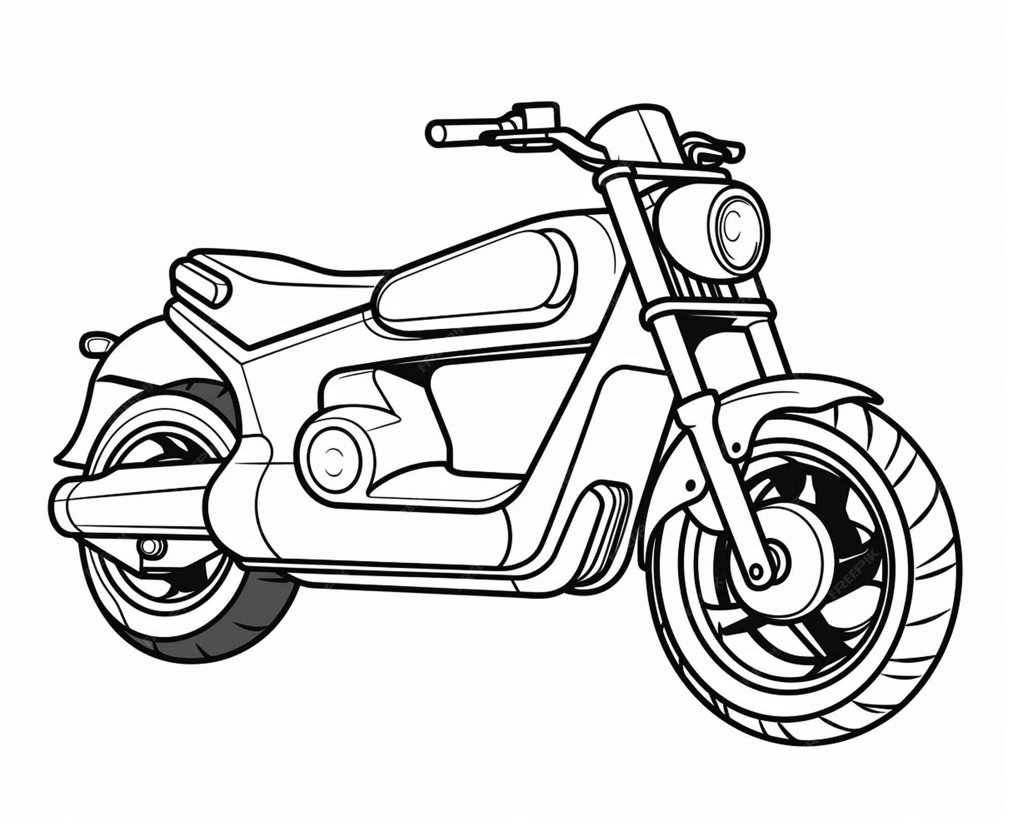 Premium Photo Motorcycle coloring page for kids transportation