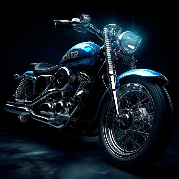 Motorcycle on a dark background 3D rendering Toned