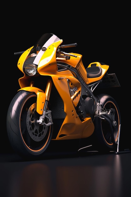 オートバイの濃い黄色と明るい黒