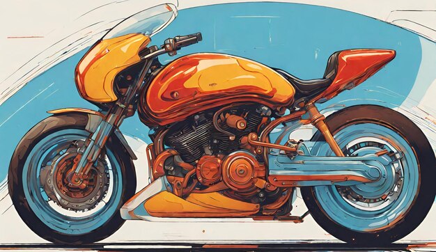 Photo motorcycle digital illustration