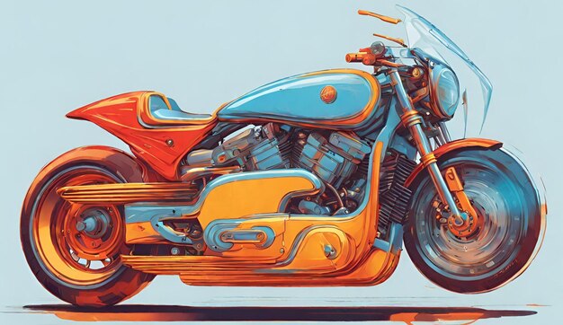 Photo motorcycle digital illustration