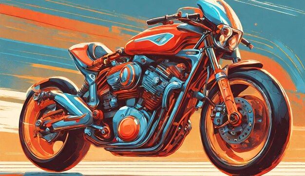 Photo motorcycle digital illustration