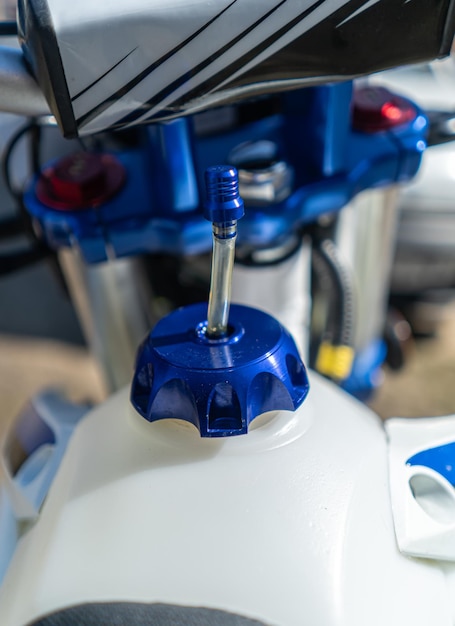 Motorcycle Enduro tank cover close up