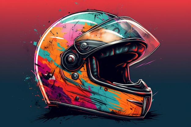 Motorcycle Helmet Illustration Motorcycle Helmet on Colorful Background