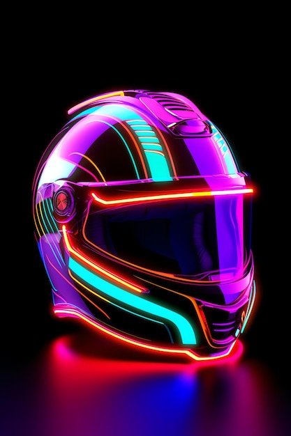 a motorcycle helmet with neon lights