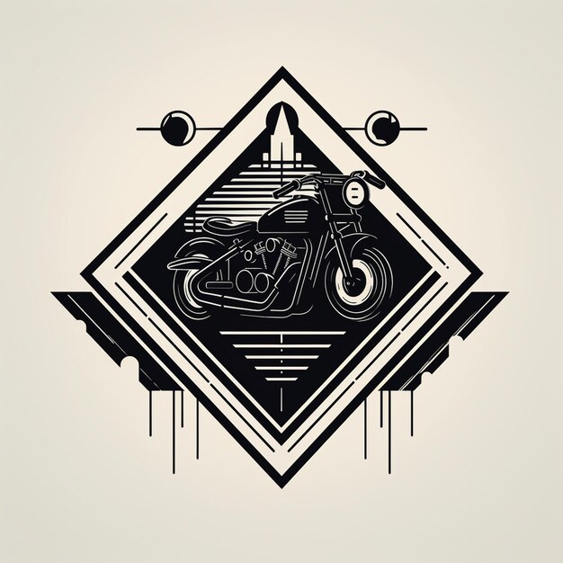 Motorcycle illustration with geometric shapes