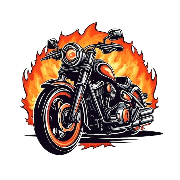 Motorcycle logo design illustration black background AI generated