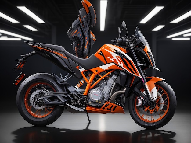 Motorcycle Motorbike Bike Riding Rider Contemporary Orange Concept