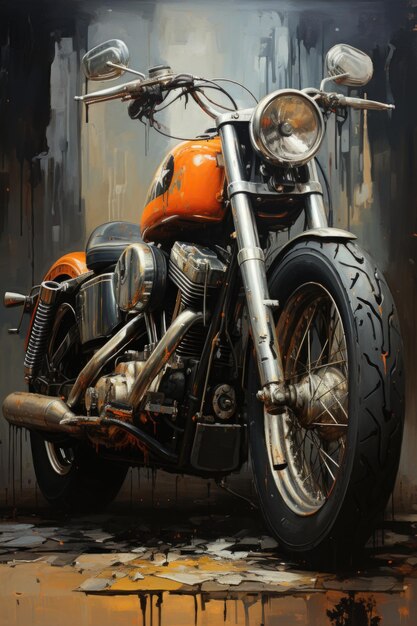 A Motorcycle Painting with the Word Harley generative IA