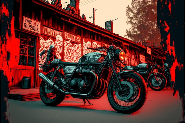 Photo motorcycle poster retro style