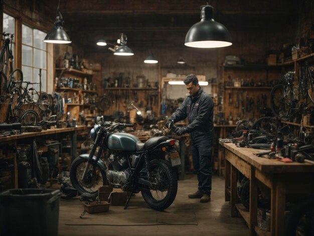 Photo a motorcycle repair shop