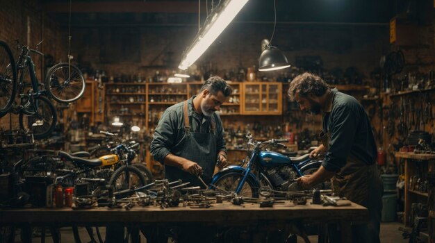 Photo a motorcycle repair shop