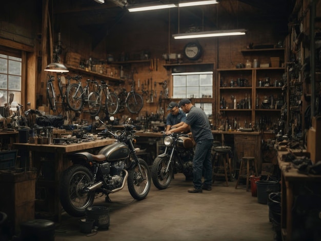 Photo a motorcycle repair shop