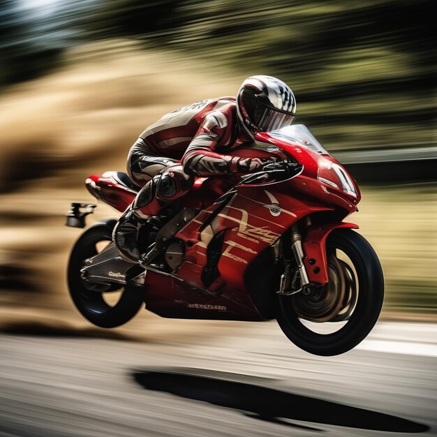 Photo motorcycle rider on a red road motorcycle rider on a red road motorcyclist riding on a motorcyc