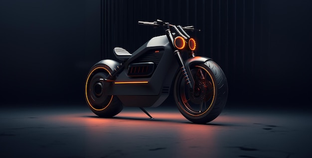motorcycle on the road electric bike with clean smooth lines