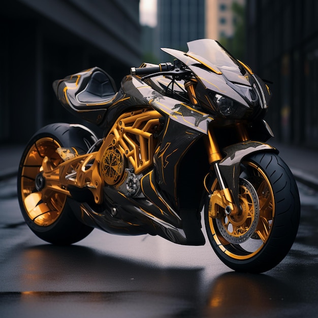 motorcycle on the road with motion blur3d rendering