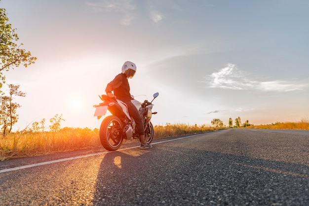 motorcycle on sunset