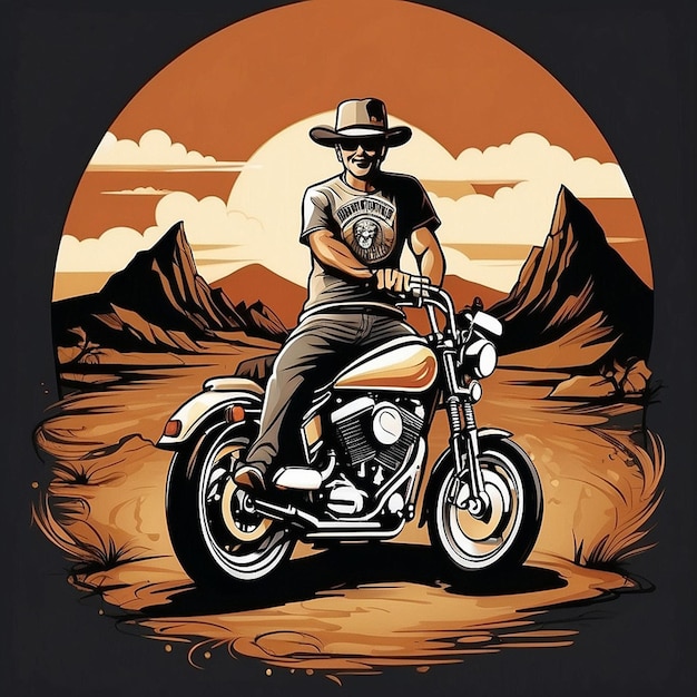 Motorcycle Theme Vector TShirt Design created with AI