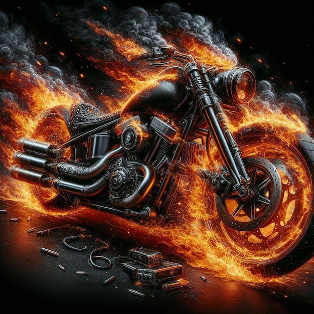 Motorcycle wallpaper on fire