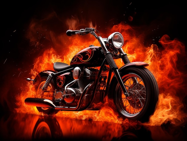 불타고 있는 오토바이 벽지