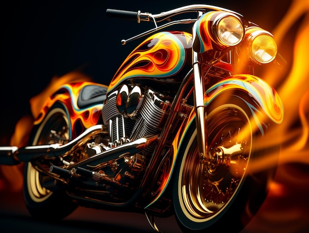 Photo motorcycle wallpaper on fire