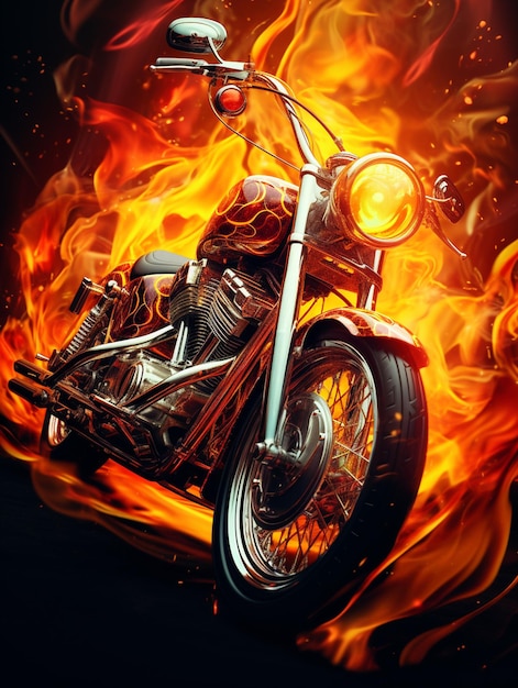 불타는 오토바이 벽지