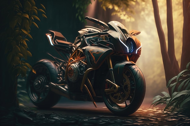 Motorcycle wallpaper illustration AI generation