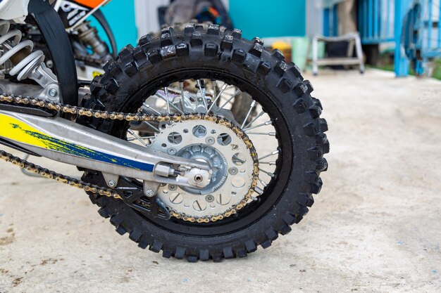 Motorcycle wheel close up