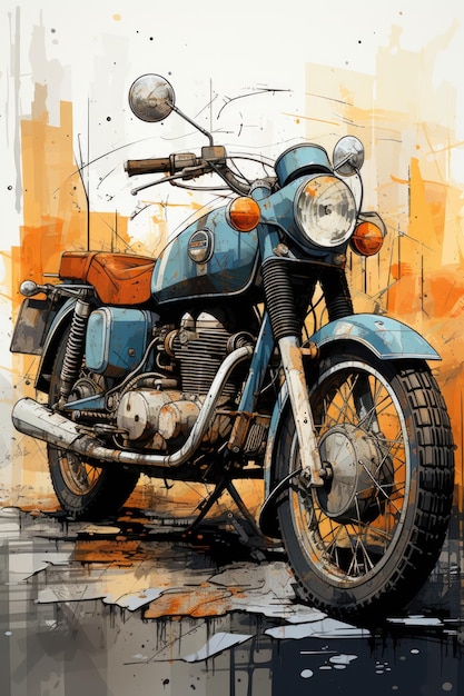 Photo motorcycle in the white background creative digital illustration painting vintag generative ia