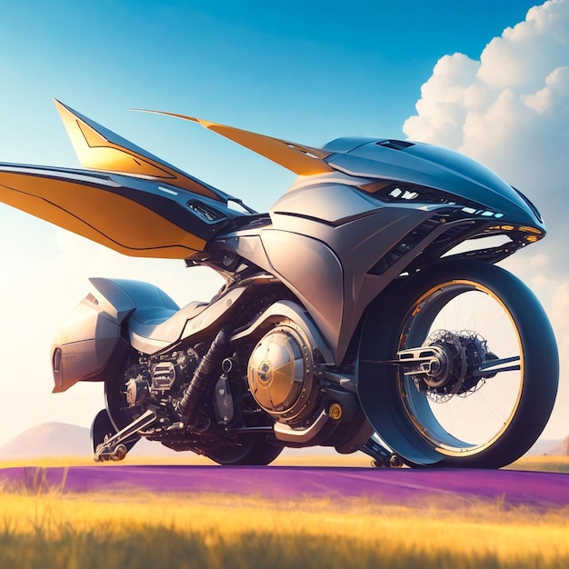 A motorcycle with a futuristic and sleek design
