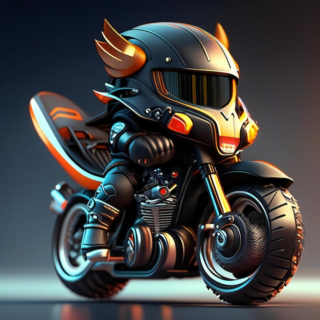 a motorcycle with a helmet on the front and the word devil on the side.