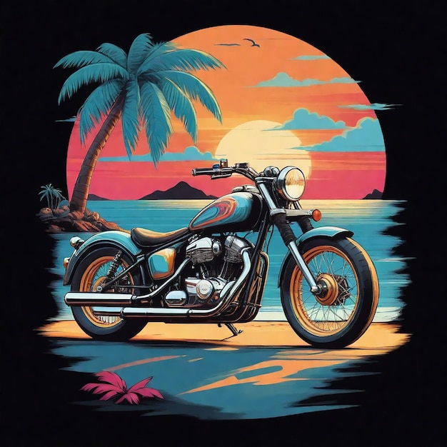 a motorcycle with a palm tree on the top of it