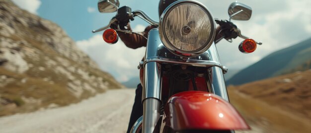 a motorcycle with a red light on the front and the front light on the front