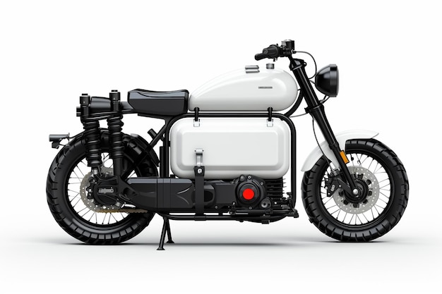 Motorcycle with suitcase on a white background 3d rendering