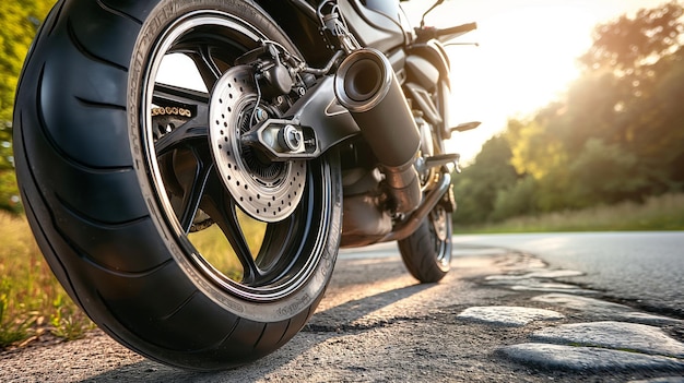 Foto una motocicletta con una ruota che dice la parola sul lato