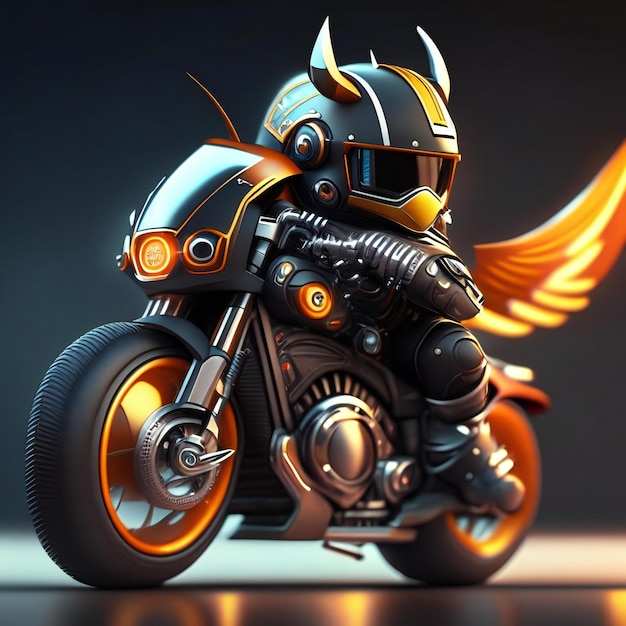 a motorcycle with wings that says wings on the back.