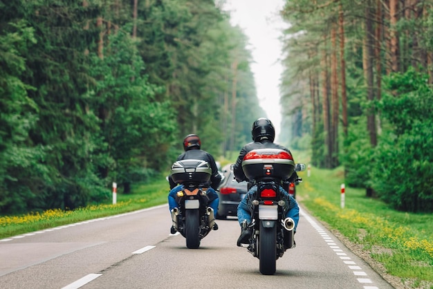 Motorcycles on the road in Poland