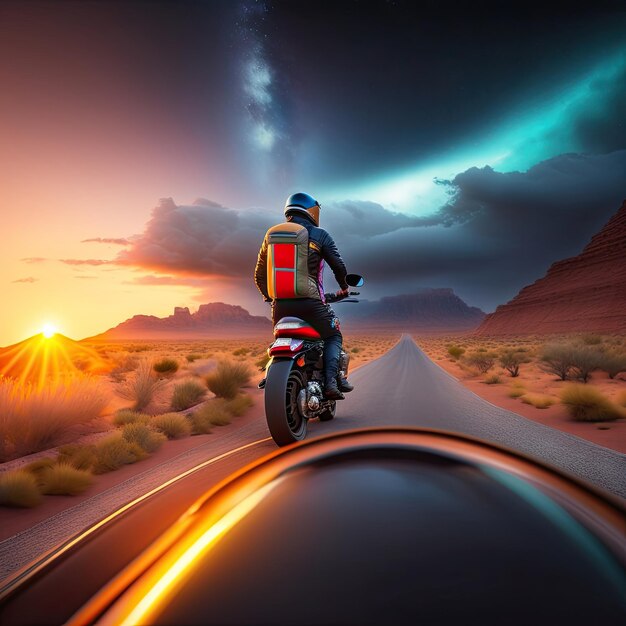 Photo motorcyclist first person view