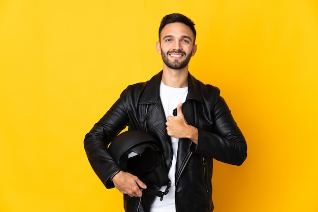 motorcyclist Man posing with helmet