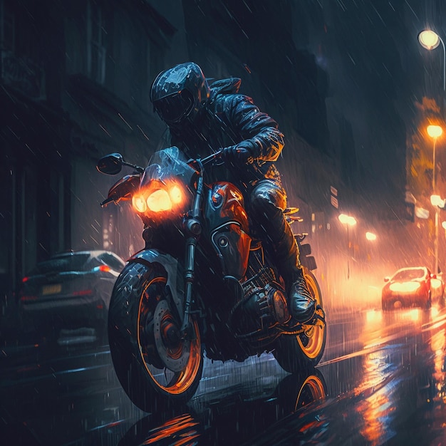 빗속의 오토바이