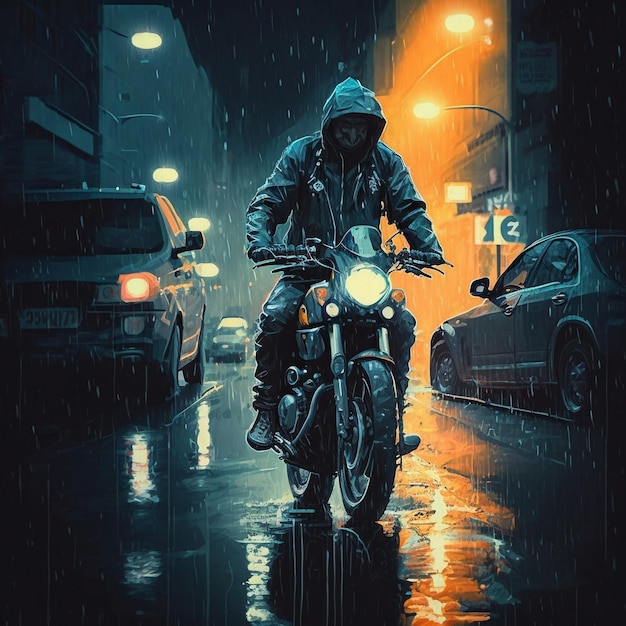 Motorcyclist in the rain